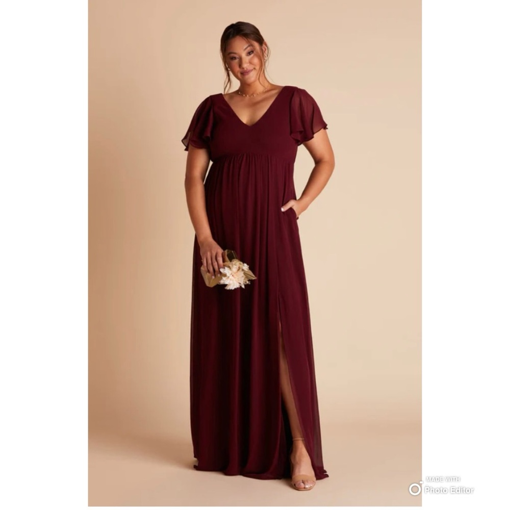Birdy Grey Cabernet Red Hannah Empire Chiffon Bridesmaid Dress Size Curve 3X NWT